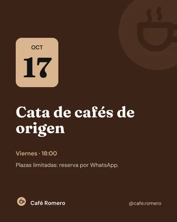 El evento del mes, con fecha (Café Romero, proyecto de demostración)