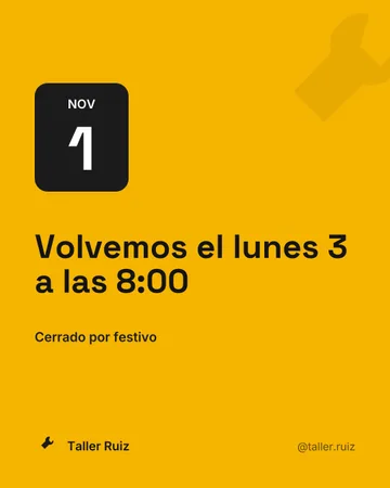 Aviso práctico (horarios, festivos) (Taller Ruiz, proyecto de demostración)